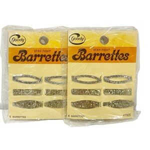 Goody Vintage 1975 Silver Gold‎ Hair Barrette Straight Clasp NEW